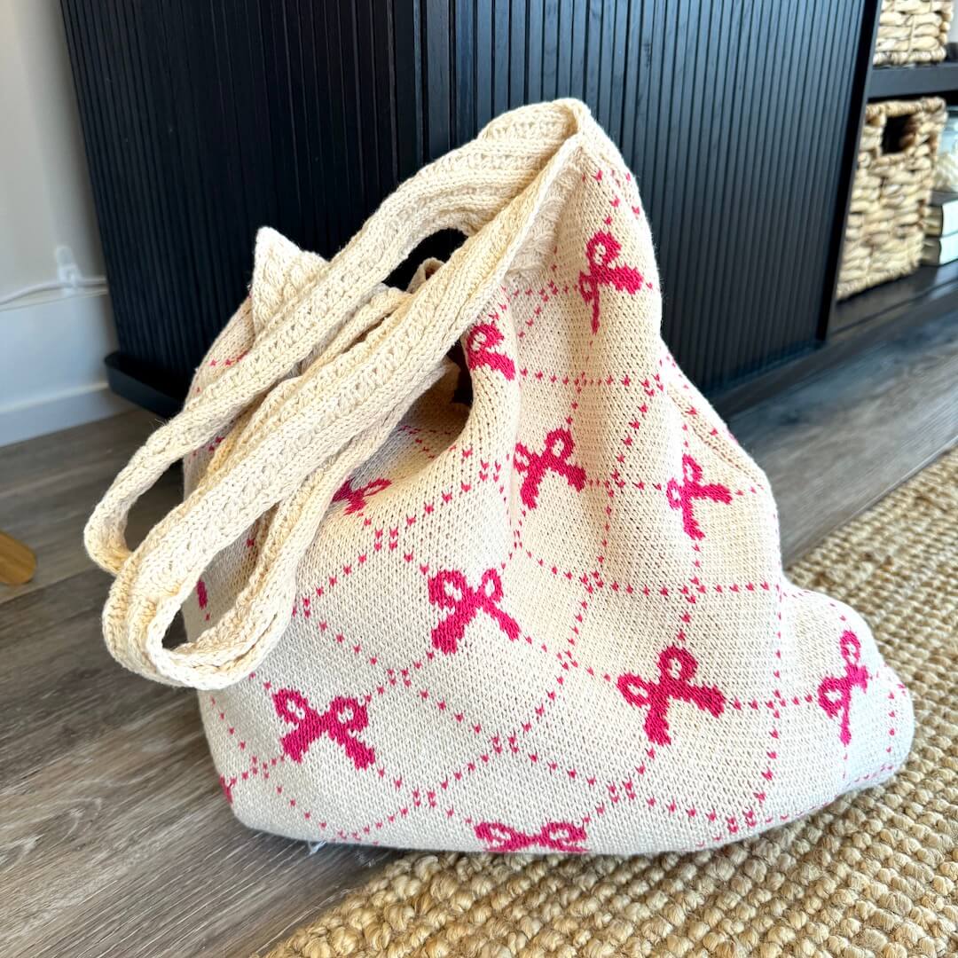 Bow Crochet Tote Bag