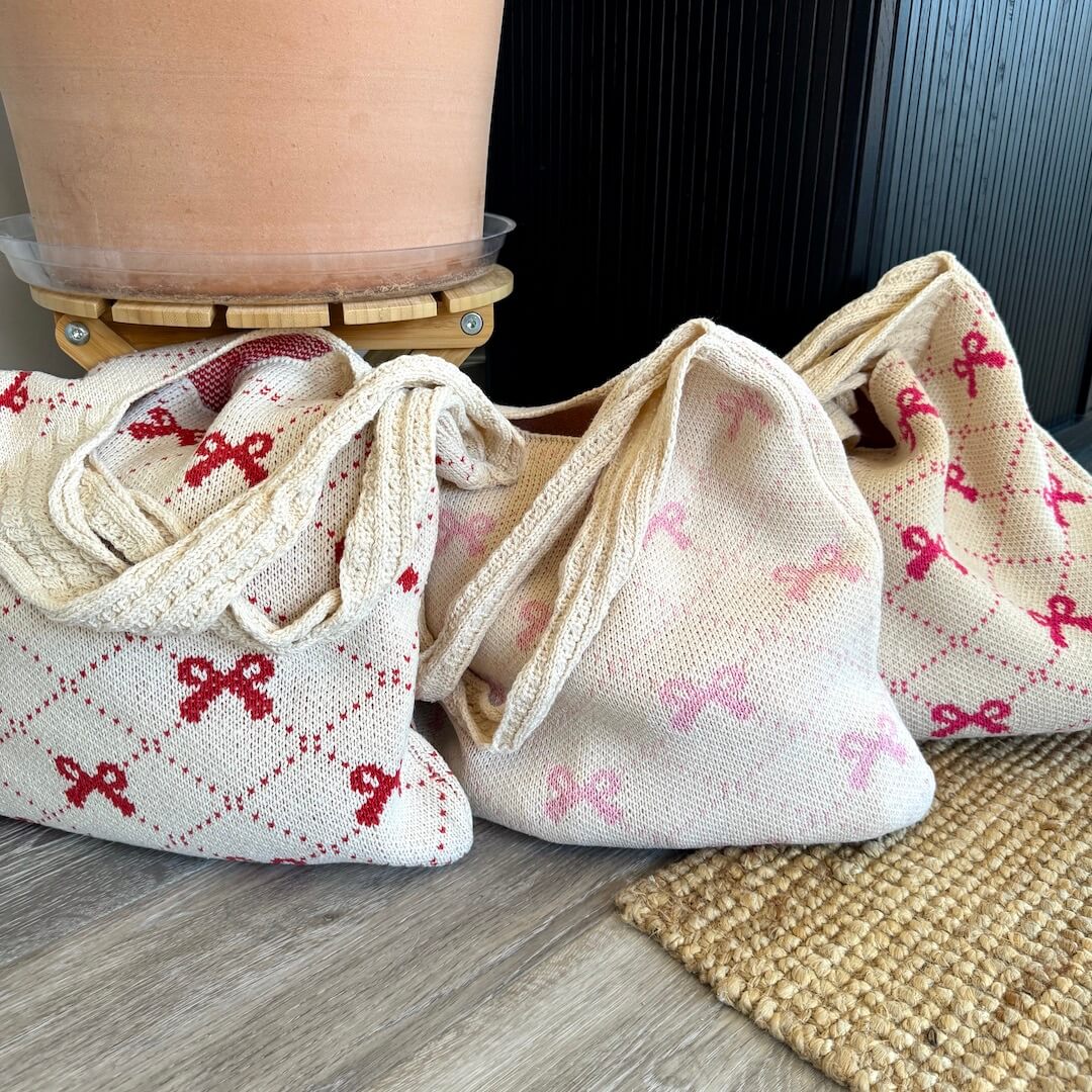 Bow Crochet Tote Bag