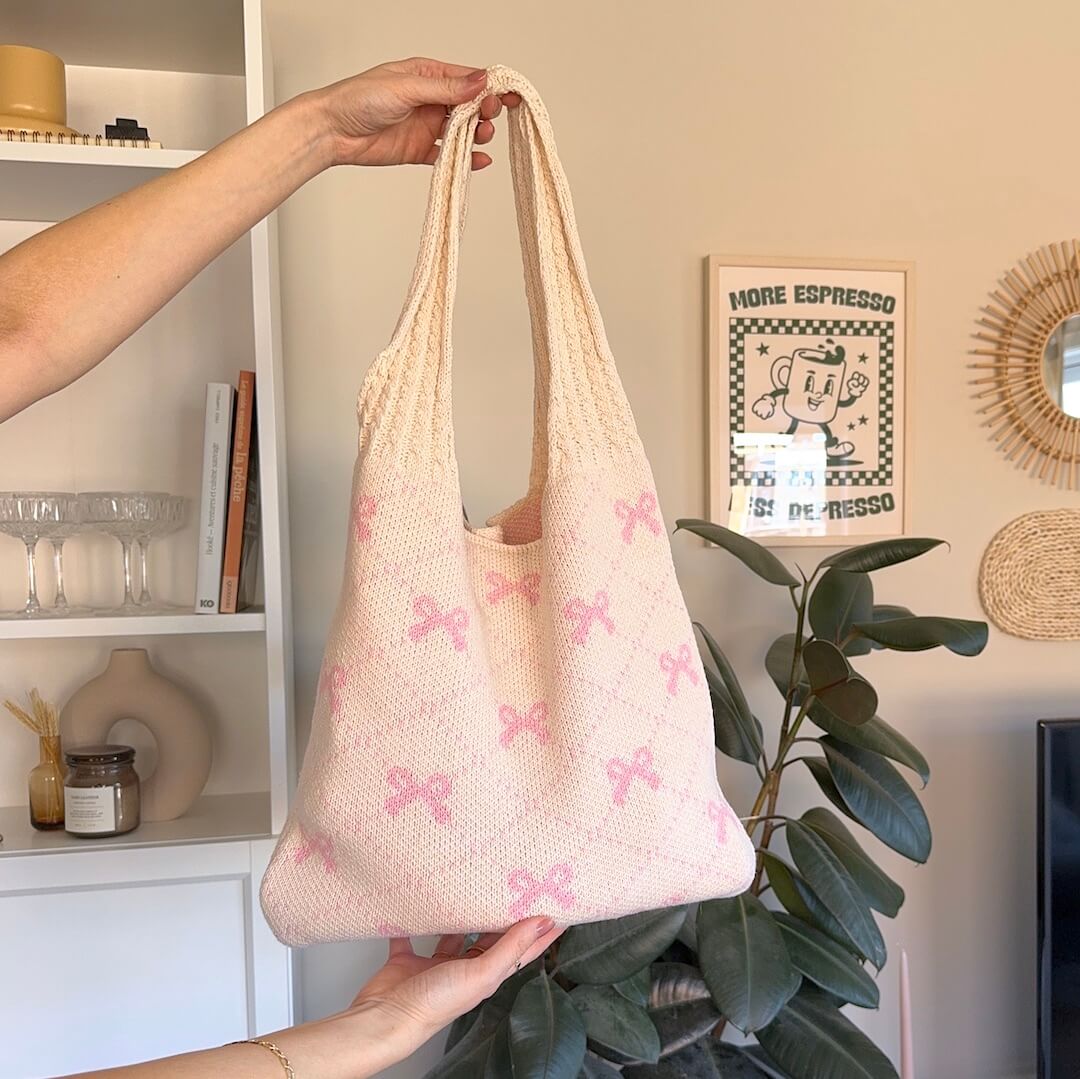 Bow Crochet Tote Bag