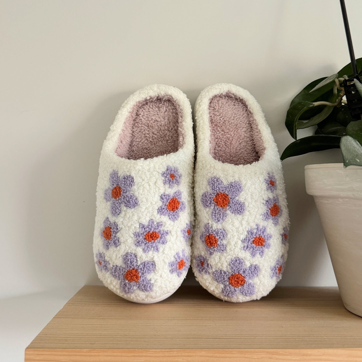 Purple Flowers Slip-on Slippers