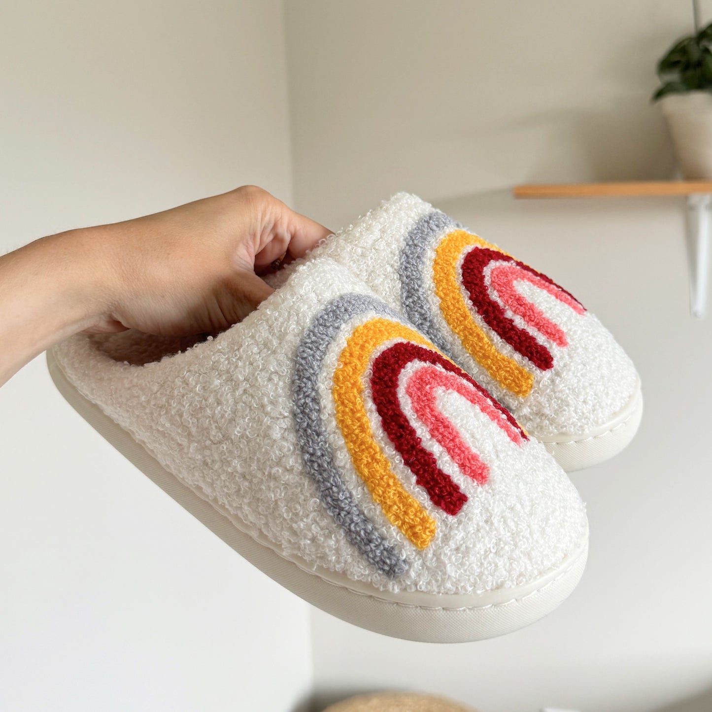 Rainbow Plush Slippers