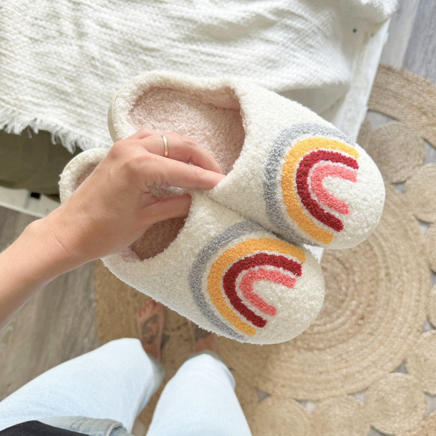 Rainbow Plush Slippers