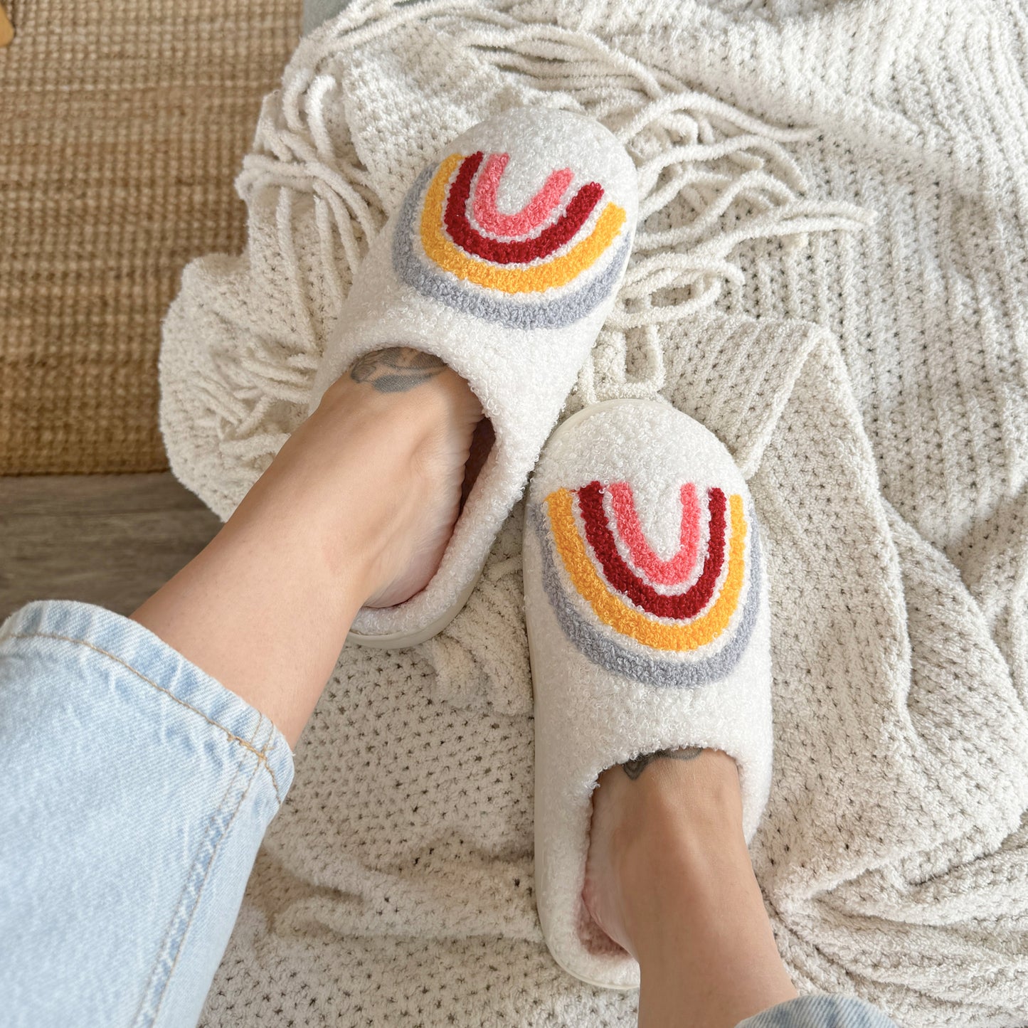 Rainbow Plush Slippers