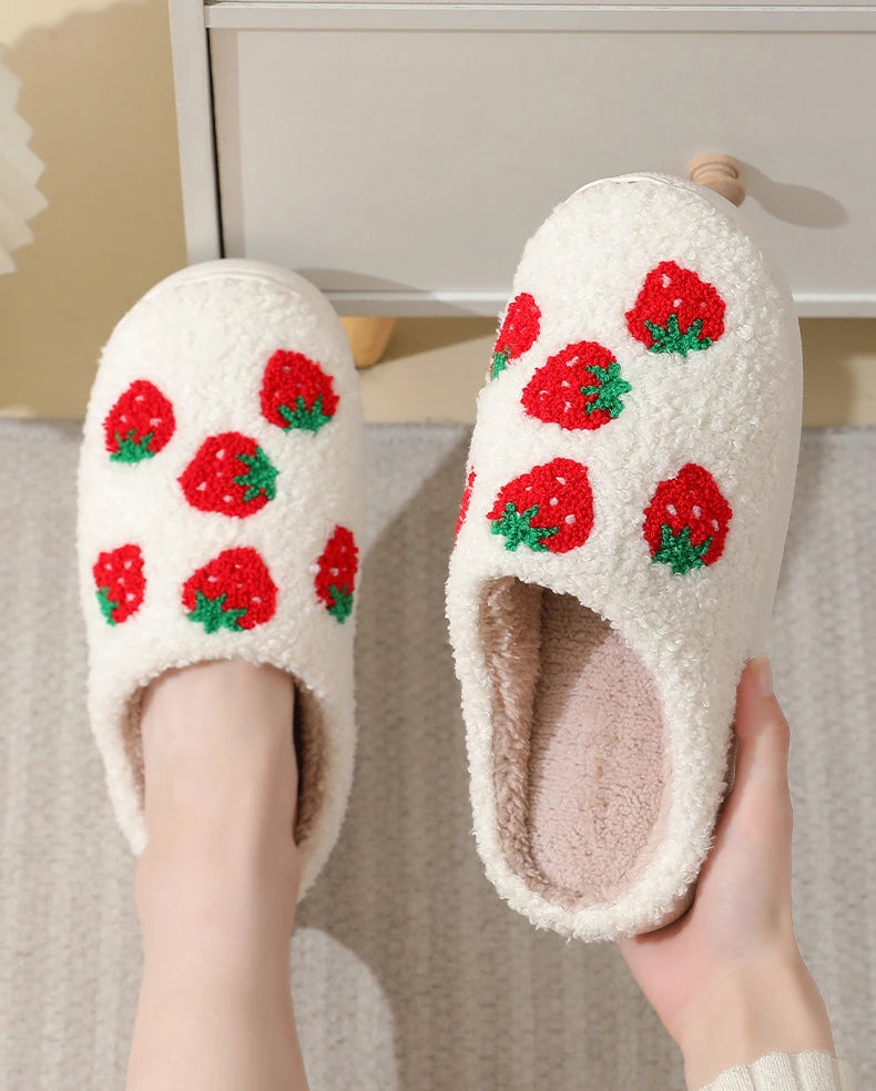 Strawberries Couple Cotton Slippers