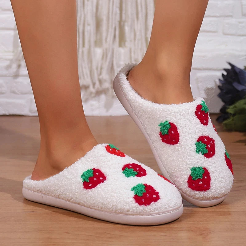 Strawberries Couple Cotton Slippers