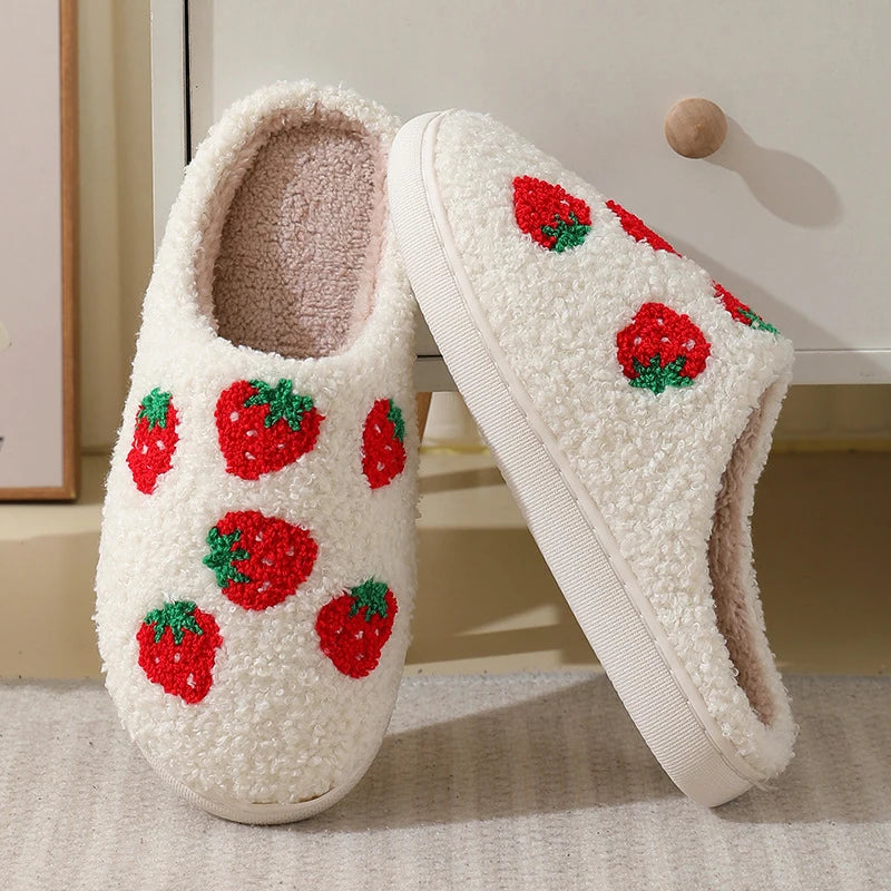 Strawberries Couple Cotton Slippers