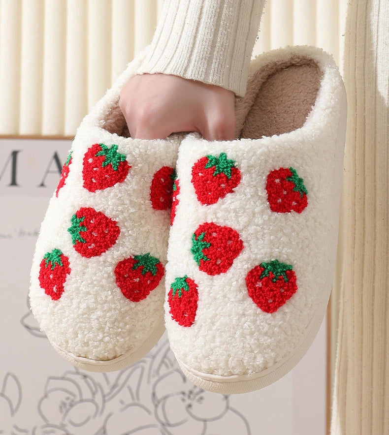 Strawberries Couple Cotton Slippers