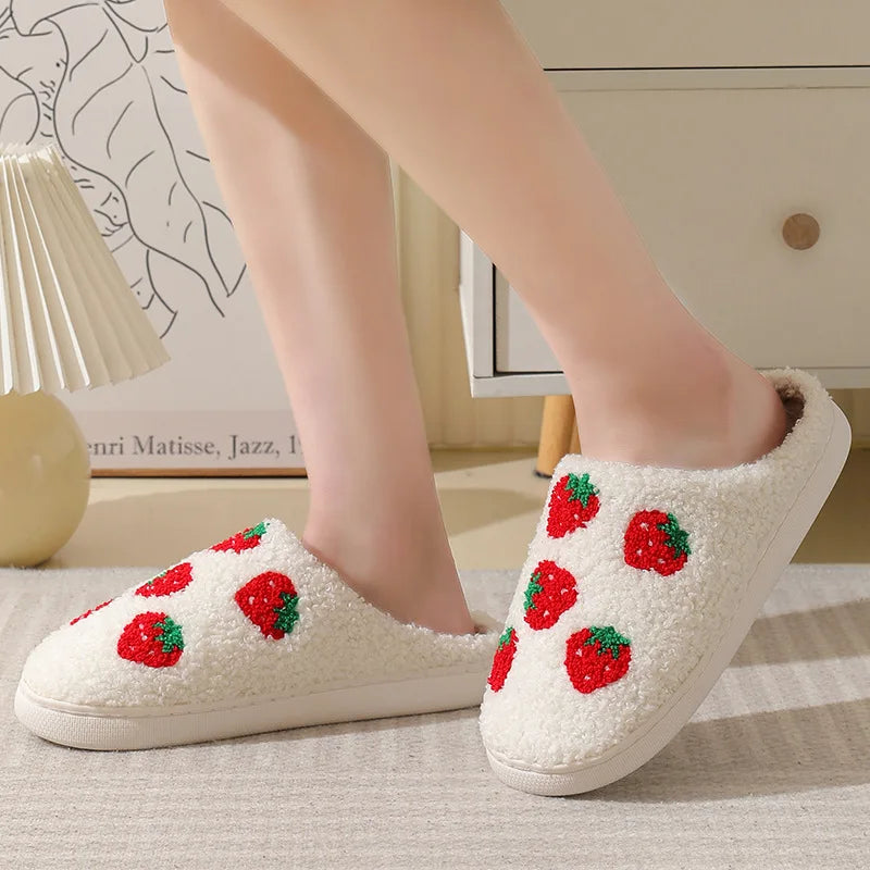 Strawberries Couple Cotton Slippers