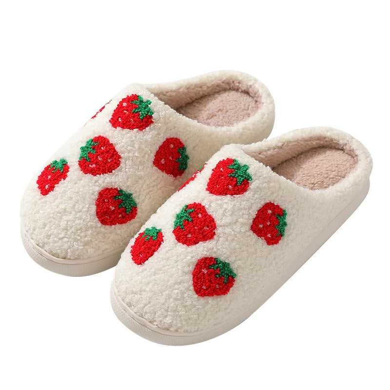 Strawberries Couple Cotton Slippers