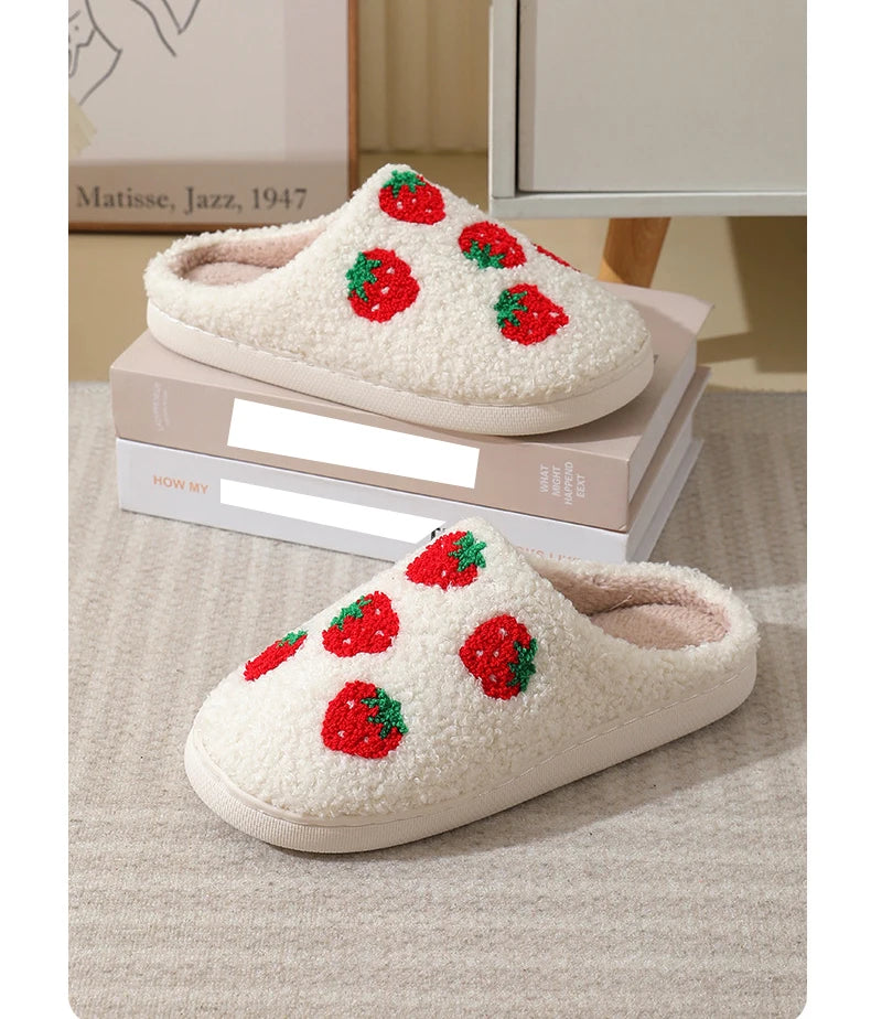 Strawberries Couple Cotton Slippers