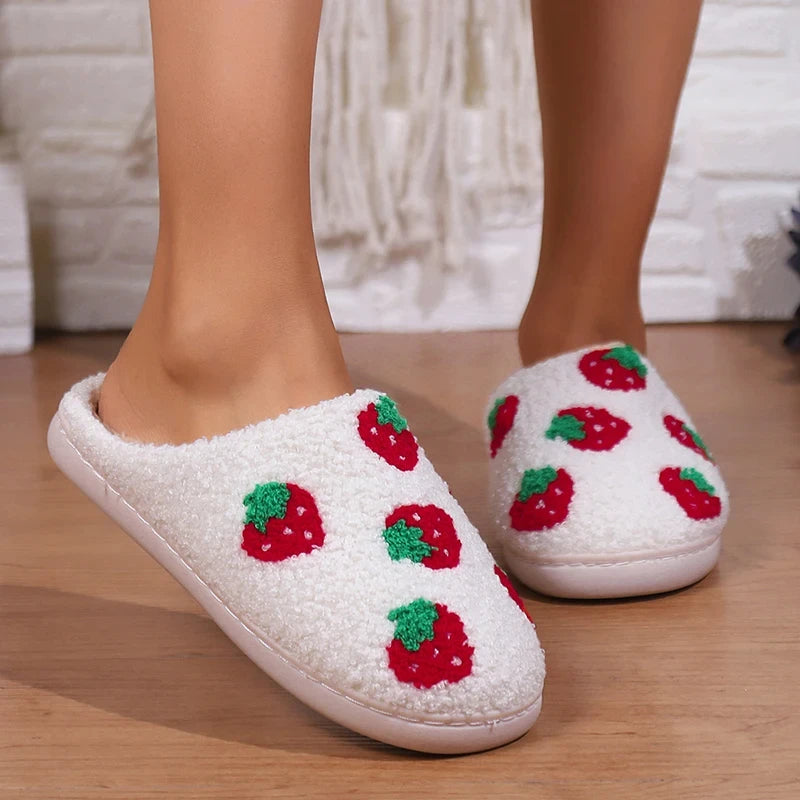 Strawberries Couple Cotton Slippers