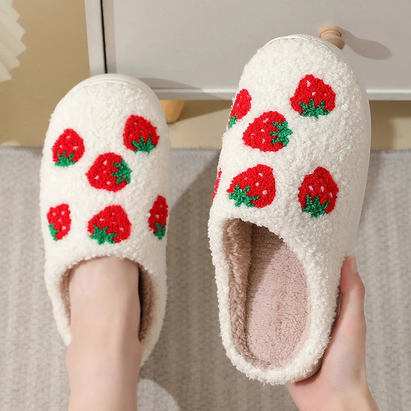 Strawberries Couple Cotton Slippers