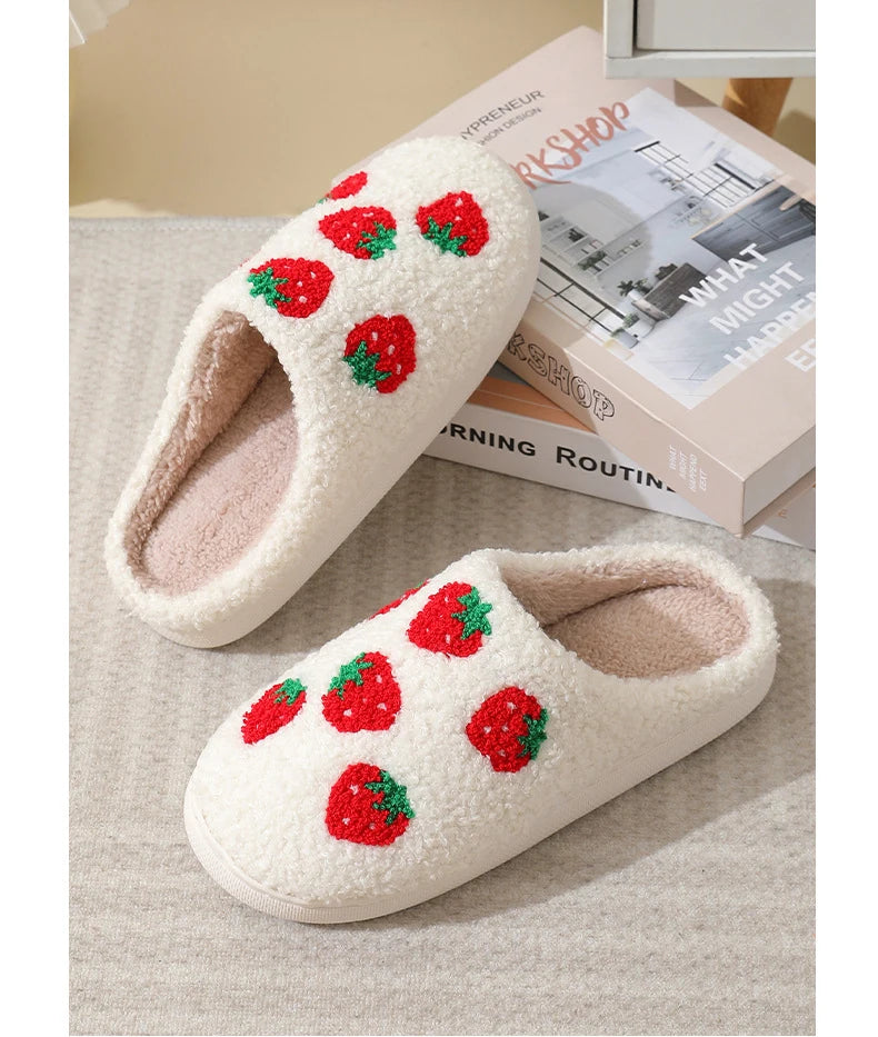 Strawberries Couple Cotton Slippers