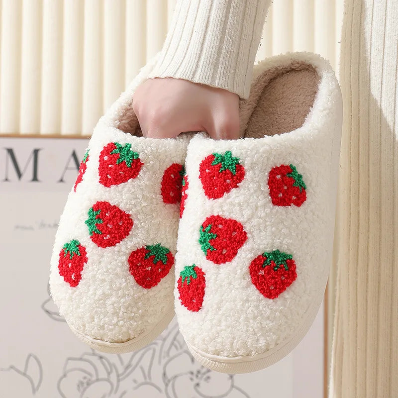 Strawberries Couple Cotton Slippers