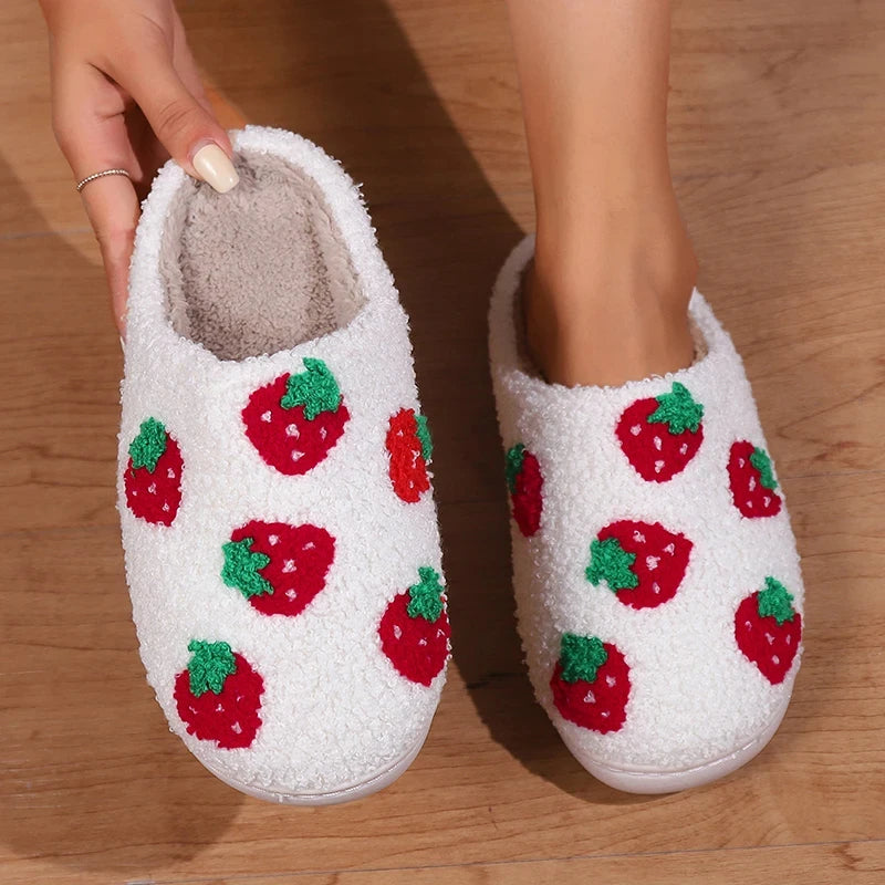 Strawberries Couple Cotton Slippers