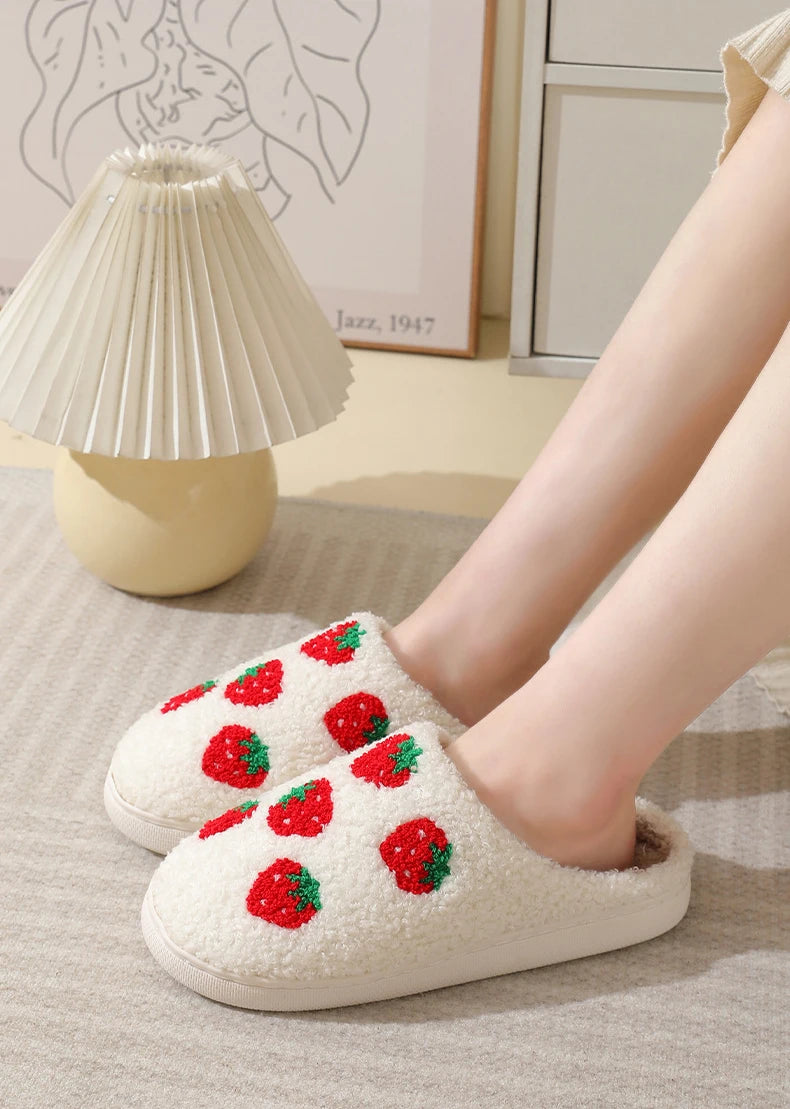 Strawberries Couple Cotton Slippers